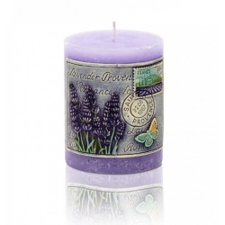 BARTEK CANDLES Svíčka dekorativní zdobená reliéfem Lavender Provence - válec 70x90 mm