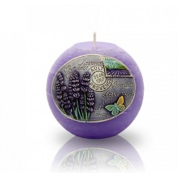 BARTEK CANDLES Svíčka dekorativní zdobená reliéfem Lavender Provence - koule  100mm