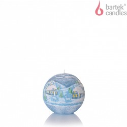 BARTEK-CANDLES Svíčka dekorativní WINTER - koule ? 100 mm - Modrá
