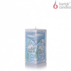 BARTEK-CANDLES Svíčka dekorativní WINTER - hranol  70x70x140 mm - Modrá