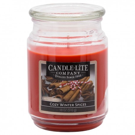 CANDLE-LITE Svíčka dekorativní ve skleněné dóze - COZY WINTER SPICES  510g